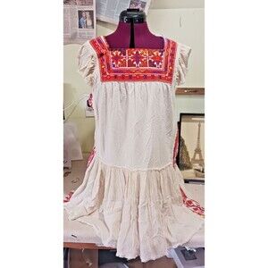 Free People White Aztec Day Glow Embroidered Mini Dress Women’s Small